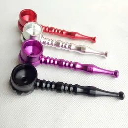 Newest Smoke Pot Spoon Metal Pipe Cigarette Hand Tobacco Smoking Pipes With Deep Bowl Thread 4 colors 4.6inches Length