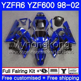 Ciało dla Yamaha YZF R6 98 YZF600 YZFR6 98 99 00 01 02 230HM.10 YZF 600 YZF-R600 YZF-R6 Blue Flames 1998 1999 2000 2001 2002 2002