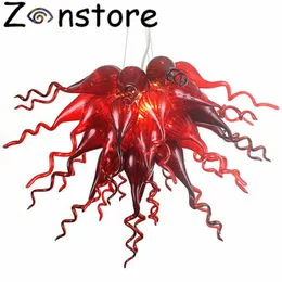 2018 Top Selling Red Color Blownn glass Chadelier light Cheap Price LED Pendant Lamps for store