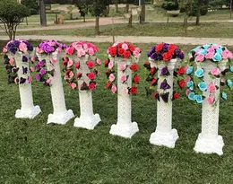 Exklusiv bröllopsdekoration blomma vit romersk kolonn med rosbukett uppsättningar multifärg tillgänglig 10 set/parti