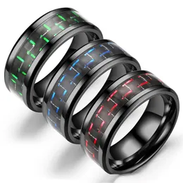 Men Rings Titanium Steel Ring For Men New Arrival Fashion Simple Carbon Fiber 3 Colors Rings