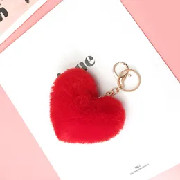 9 cm Soft Lovely Heart Shape Pompon Ball Samochód Torebka Key Ring Party Favor Prezent Dla Kobiet Lady Girls