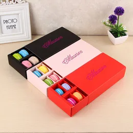 200pcs/lots DIY Macaron Box Holds 12 Cavity 20*11*5 cm Food Packaging Gifts Paper Boxes For Bakery Snack Candy Packaging