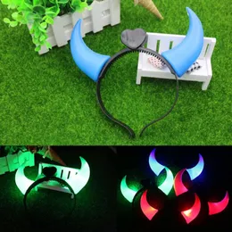 Boże Narodzenie i Halloween Wół Horn Party Headwear Miga LED Włosy Zapięcie Pałąk Xmas Dekoracje Luminous Devil Horns Head Hoop Light