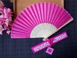 100 pcs Personalized Wedding Favors and Gifts for Guest Silk Fan Cloth Wedding Decoration Hand Folding Fans + Printing lin2251