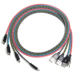 1m Godkvalitet Snabb laddare Kabel för Micro 5pin USB-kabel 2A Fast ChargerBric Nylon Flätade kabel tillbehör Bundlar för Samsung