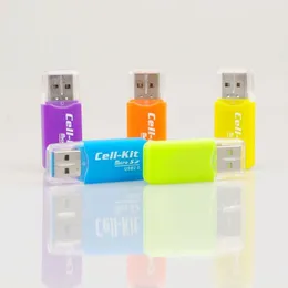 قارئ بطاقة SD الملونة القارئ USB 2.0 T-Flash قارئ بطاقة الذاكرة، / قارئ بطاقة TF شحن مجاني 1000pcs / lot
