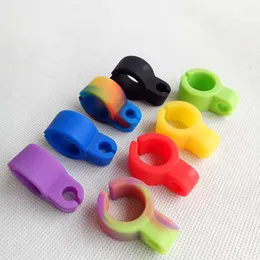 Cigarette holder Silicone Tobacco Finger Ring Joint Smoking Pipe Tools accessories 8 colors For Hookahs Water Bubbler Bongs Oil RIgs