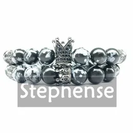 CZ0026 Hot Sale 2018 Crown Charm Armband Naturlig Snöflinga Sten Armband Energi Zirkon Bead Armband Partihandel