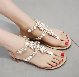 2018 Woman Sandals Women Shoes Rhinestones Chains Thong Gladiator Flat Sandals Crystal Chaussure Plus Size 46 Tenis Feminino From 22 8 DHgate