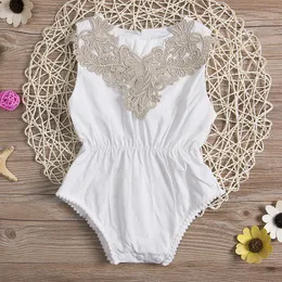 Nyfödda Baby Girls Lace Tassel Romper Sommarblomma Jumpsuit Sunsuit Playsuit Kids Kläder Tjejer Boutique Kläder Barnkläder 3Colors