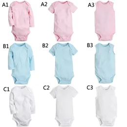 Baby Solidne pajaciki Kombinezon Letnia Niemowlę Chłopcy Dziewczęta Długie Krótki Rękaw Trójkąt Bez Rękawów Onesies Odzież 100% Bawełna O-Neck 9 Wzory