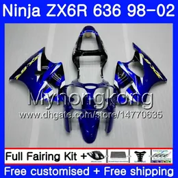 ZX-6R For KAWASAKI ZX600 600CC ZX636 ZX6R 98 99 00 01 02 212HM.19 ZX-636 ZX 6R 636 6 R 1998 1999 2000 2001 2002 Factory blue Fairing