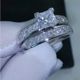 choucong Valueable Jewelry Princess Cut 5A zircon cz 10KT White Gold Filled Women Wedding Ring Set Sz 5-11 Free shipping Gift