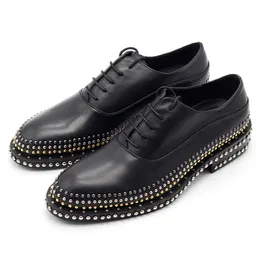 gentleman handmade rivets leather lace low to help the noble men s shoes Oxfords hoe Oxford