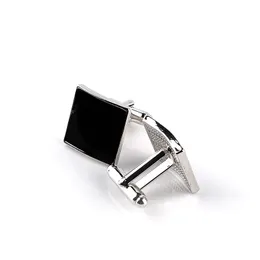 High Quality Classic Luxury Custom Silver Black Enamel Square Cufflinks For Men Women Simple Style Business Shirt Cuff Button