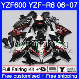 أحمر أسود stock body + tank for YAMAHA YZF R 6 YZF 600 YZF-600 YZFR6 06 07 Frame 233HM.10 YZF-R6 06 07 YZF600 YZF R6 2006 2007 Fairings Kit