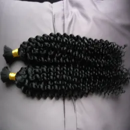 Mongolian Afro Kinky Curly No Weft Human Hair Bulk För Braiding 100g Kinky Curly Mongolian Bulk Hair 1pcs Human Braiding Hair Bulk