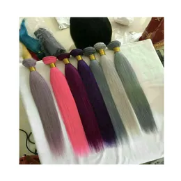 Mink Virgin Human Hair Weaves Brazilian Hair Buntlar Straight Weft Anpassad Colorfull Mänsklig Hårförlängningar Bulk Ord Rwholesale