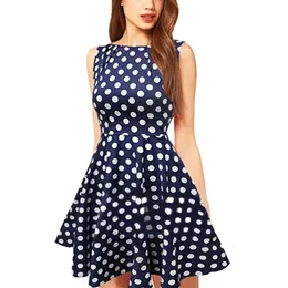 2018 sommer Kleid Frauen Mini Kleid Polka Dot Ärmellose Ball Gewachsen Kurze Midi Casual Kleider Weibliche Rundhals