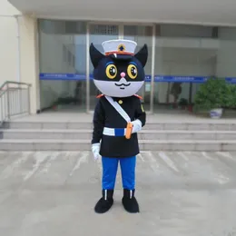 2018 Hot Sale on Sale New Black Cat Policeman Mascot Costume 동물성 성인 팬시 드레스 만화복