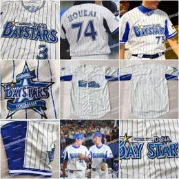 Jokohama Baystars Baseball Jerseys #3 #11 #74 Niestandardowe jokohama bayStars Każdy gracz lub numer szycia wysokiej jakości bezpłatne koszulki wysyłkowe