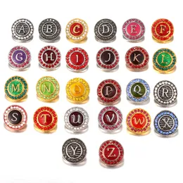 Gioielli con bottone a pressione all'ingrosso Lettera dalla A alla Z Charms in metallo con strass rotondi in metallo con strass per bracciali Noosa Chunk Snaps da 18 mm