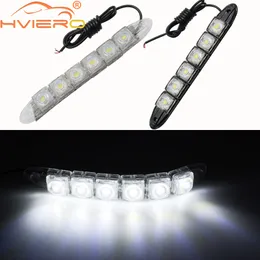 2X Car Styling DRL Daytime Running Lights 6LED White Waterproof Bright Flexible Driving Fog Bulb Warning Lamp DC 12V Auto Led