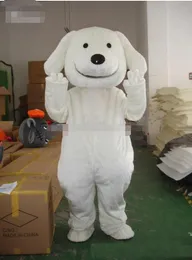 2018 Högkvalitativ Hot Professional New White Puppy Dog Mascot Kostym Vuxen Size EMS Gratis frakt