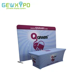 10ft Wide Portable Easy Fabric Pop Up Banner Advertising Display Conference Wall With 6ft Spandex Table Cover All Sides Printing
