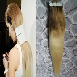 #8/613 Color Tape In Human Hair Extensions Machine Made Remy Brazilian Straight Hair 100G 40Piece Ombre Tape In Human Hair Extensions