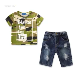 Baby Boy Ubrania Zestawy Letnie Dzieci Odzież Dla Chłopców Bawełna Kamuflaż T-shirt Topy Dżinsy Spodnie 2 sztuk Toddler Boy Stroje Cool Boys Odzież