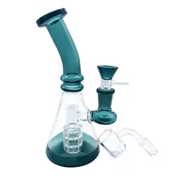 Hookahs 7.5 "Pyrex Tjock Glasbägare Bong Dab Rig med 3mm Flap Top Quartz Banger / Bowl Piece 14mm Kvinna Recycler Vattenrör