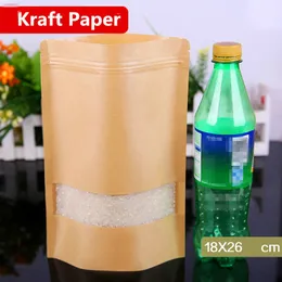 18x26 cm Stand Kraft Vitrine de Fosco Embalagem de Alimentos Embalagem de Alimentos Sacos de Calor de Vedação de Bloqueio Reutilizável Baking Doces Doces Pacote de Chá Bolsa