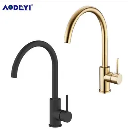 AODEYI Kitchen Faucet Black Brass 360 Degree Hot And Cold Kitchen Water Tap Mixer Dual Sink Rotation With Aerator For Kitchen