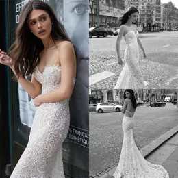 Julie Vino 2019 Mermaid Wedding Dress Full Lace Appliqued Sweetheart Neck Backless Bridal Gowns Sweep Train Plus Size Wedding Dress