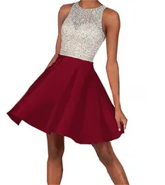 2018 New Sexy Backless Crystal Mini Party Sukienka Homecoming Sukienka z cekinami Satyna dla dziewczyn Juniors Graduation Party Prom Formalna suknia BH03