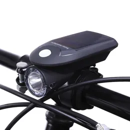 Laddningsbar USB Solenergi cykelfronthuvud Flashlight Mountain Bike Solar Powered Front Light Bike Light for Cycling