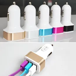 DHL Free Shipping ! New High Quality Triple 3 USB Ports Car Charger For Mobile Phones Hot Sale with Stock
