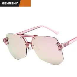 2017 Ny mode Rimless Solglasögon Män Kvinnor Oversize Frame Ocean Lins Sun Glasses Big Frame Transparent Clear Eyewear UV400