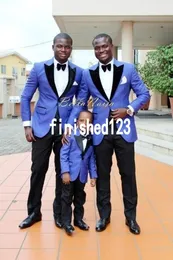 High Quality Blue Groom Tuxedos Groomsmen Peak Lapel Best Man Blazer Mens Wedding Suits (Jacket+Pants+Tie) H:973