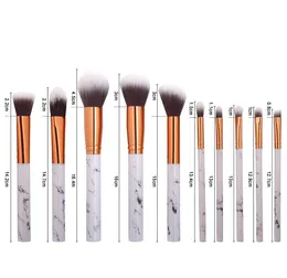 10pcs/set Marble Makeup Brushes Blush Powder Eyebrow Eyeliner Highlight Concealer Contour Foundation Make Up Brush 60 Set