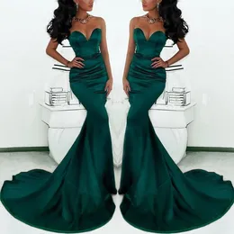 Emerald Green Mermaid Evening Evening Wear 화려한 연인 긴 플러스 크기 새틴 피쉬 테일 스페셜 OCN 무도회 여성