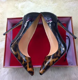 2018 European and American style leopard print high heel shoes 12cm ultra-thin with sharp pointed women's nightclub sexy single shoes