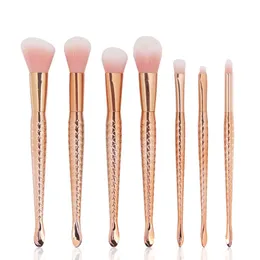 3D Mermaid Brushes Set 7PC / Set Rainbow Makeup Brush Set för Cream Face Power Borstar Multipurpose Skönhet Kosmetisk Makeup Brush Gratis DHL