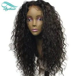 Bythairshop Natural Wavy Deep Parting 13x6 Lace Front Human Hair Wigs Deep Wave Brazilian Virgin Hair With Baby Hairs