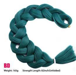 82-calowy oplatający Włosy Syntetyczne Kanekalon Fiber Braid 165g / szt Czysty kolor Jumbo Warkocz HairExtension Piękno Włosy