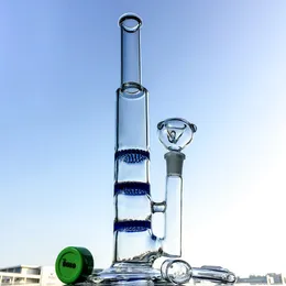 10 Inch Oil Rigs Glass Bongs Hookahs Three Comb Perc Stright Tube Water Pipes With Bnger Dab Rig 14mm Femal Glass Bong Waterpipes 10XX