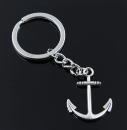 Fashion 20pcs/lot Key Ring Keychain Jewelry Silver Plated Anchor Charms pendant