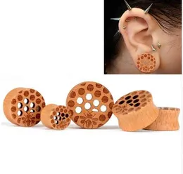 Drewno Cellular Mesh Ear Tunnels Piercing Biżuteria Kobiety Nosze do ucho Wtyczki Mięsku Ear Wskaźniki Expanders 1 Para